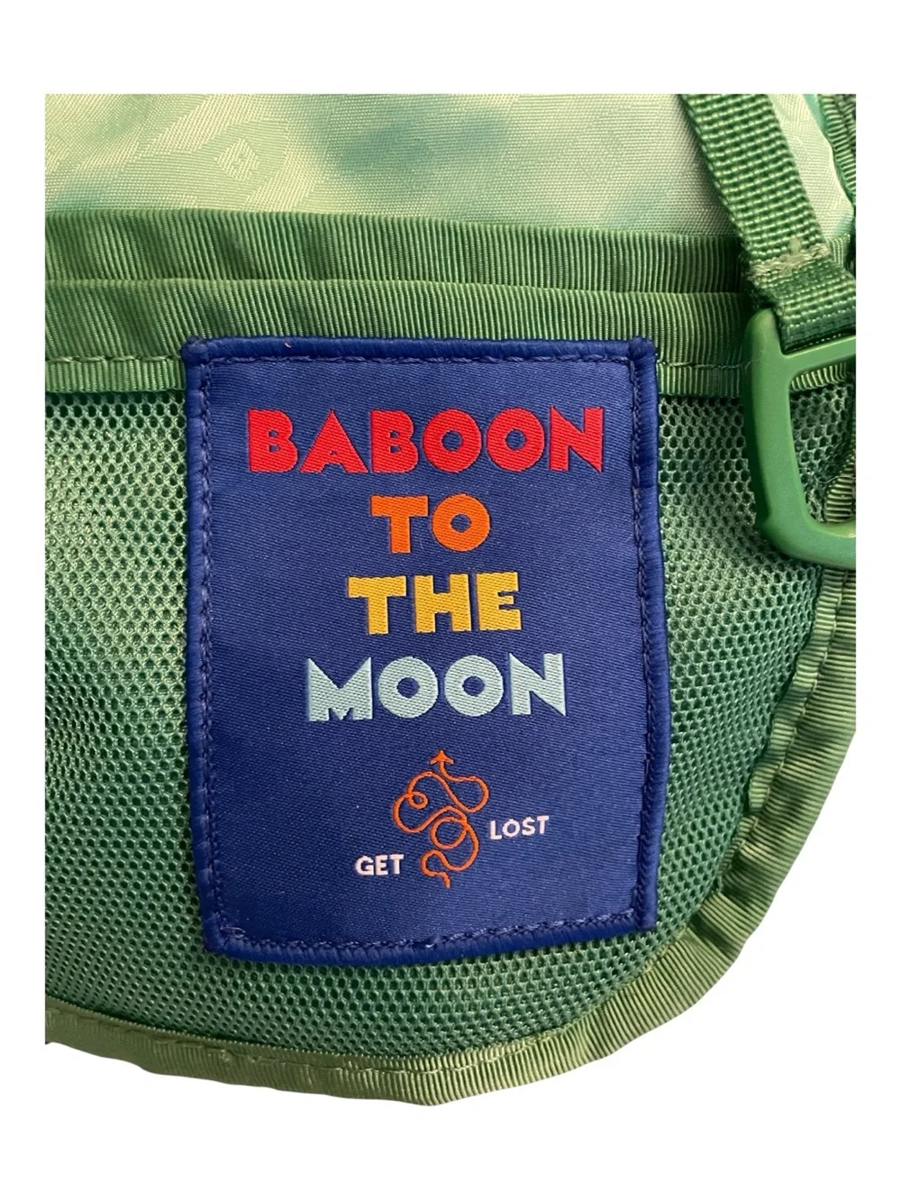 Baboon to the Moon♥️Green Crossbody Sling Bag with Embossed Logo Patch - Picture 2 of 9